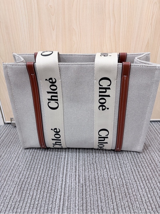 chloe. Handbags - Chloé Logo Canvas Tote in Cream with Brown Trim